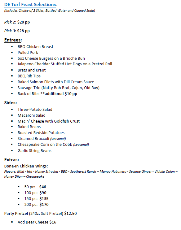 DE Turf Tailgating Menu 2